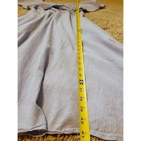 Lulus | Size L | Off the Shoulder Blue & White Striped Flowy Woven Dress Lined - Picture 10 of 15